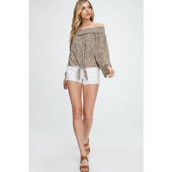 Free People Tops - Free People FP Movement Leopard Off-Shoulder Top